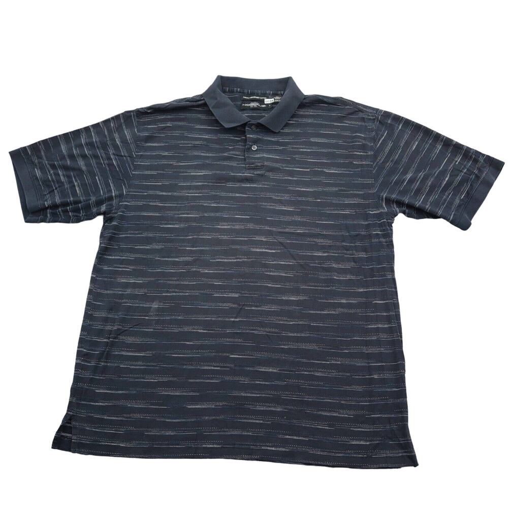 Jack Nicklaus Shirt mens Large Black Stripe Polo Golf Rugby Preppy Casual